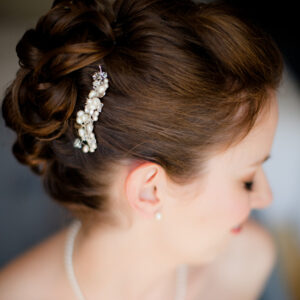 bride updo with hair comb